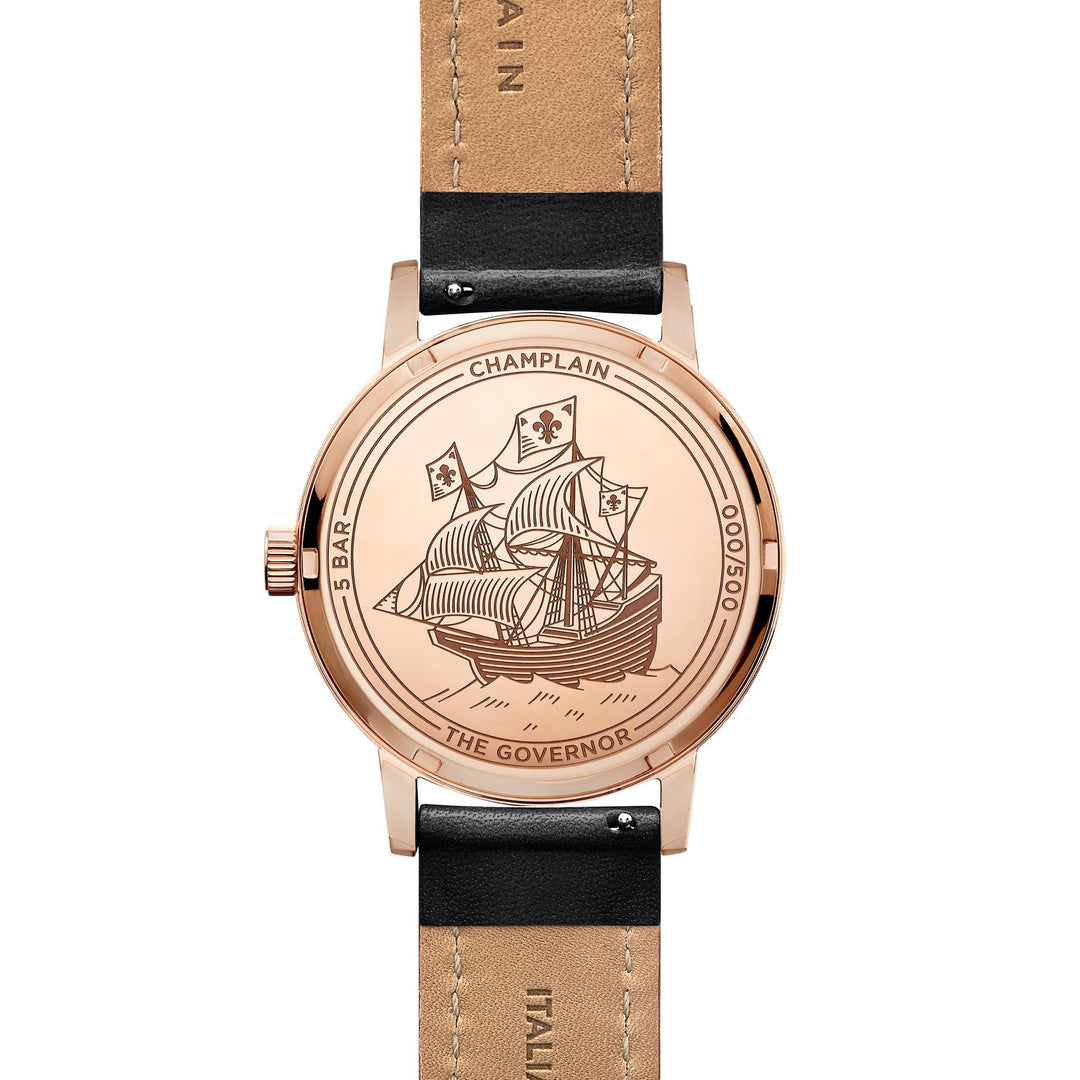 Rose Gold/White - Black Governor Watch by Champlain