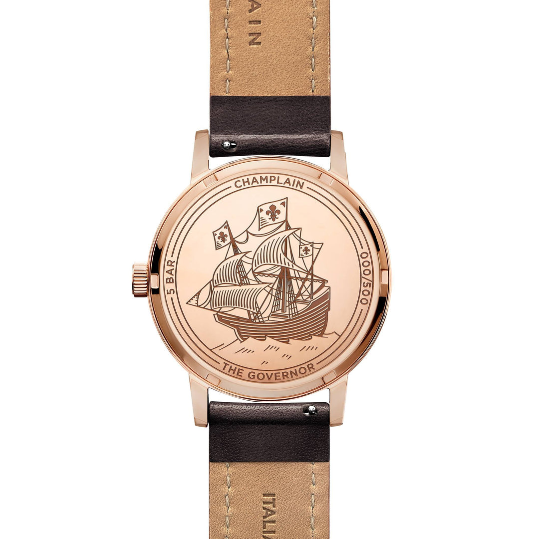 Rose Gold/White - Brown Governor Watch by Champlain