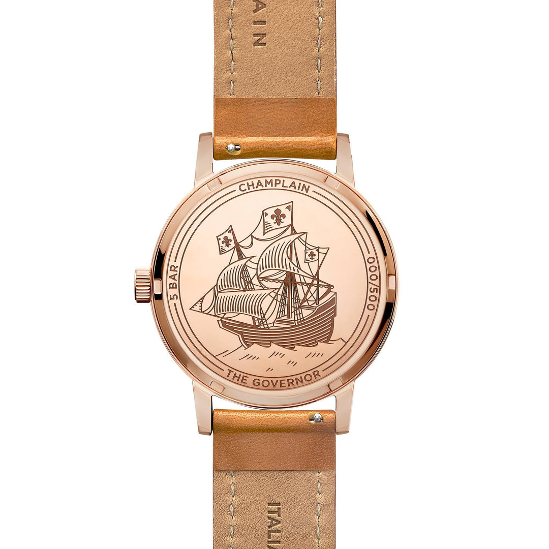 Rose Gold/White - Tan Governor Watch by Champlain