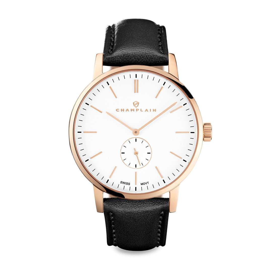 Rose Gold/White - Black Governor Watch by Champlain